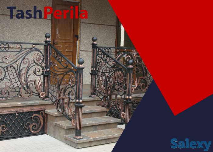 Современные классические кованые железные перила, металлическ, фотография 3