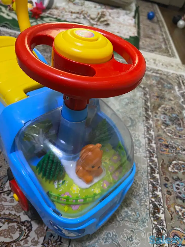 Машинка каталка детская Толокар, прозрачный капот, с мишкой, фотография 5