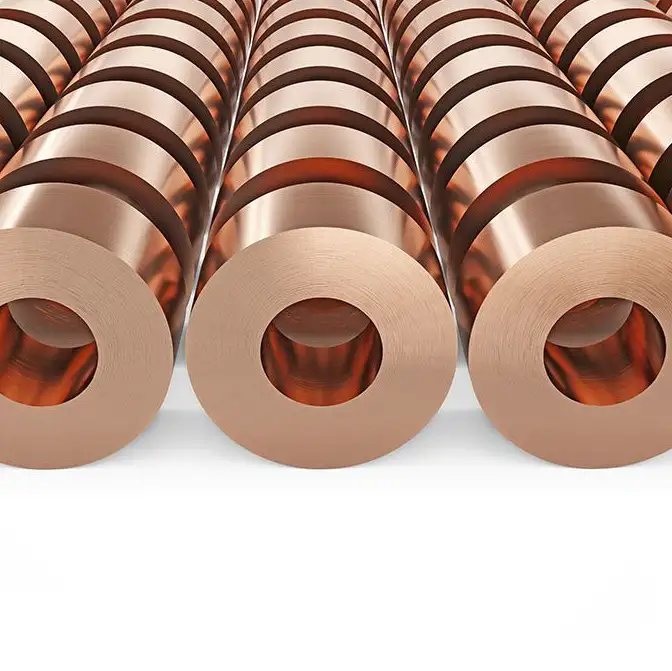 Бронзовая лента s: 0,01-2,2 мм, Сталь: БрА7; БрАМг6-1; БрАМц; БрАМц9-2..., B: 10-400 мм, фотография 1