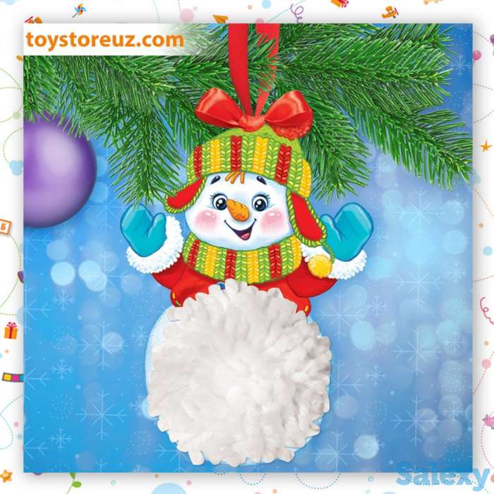 Елочная игрушка из помпона 