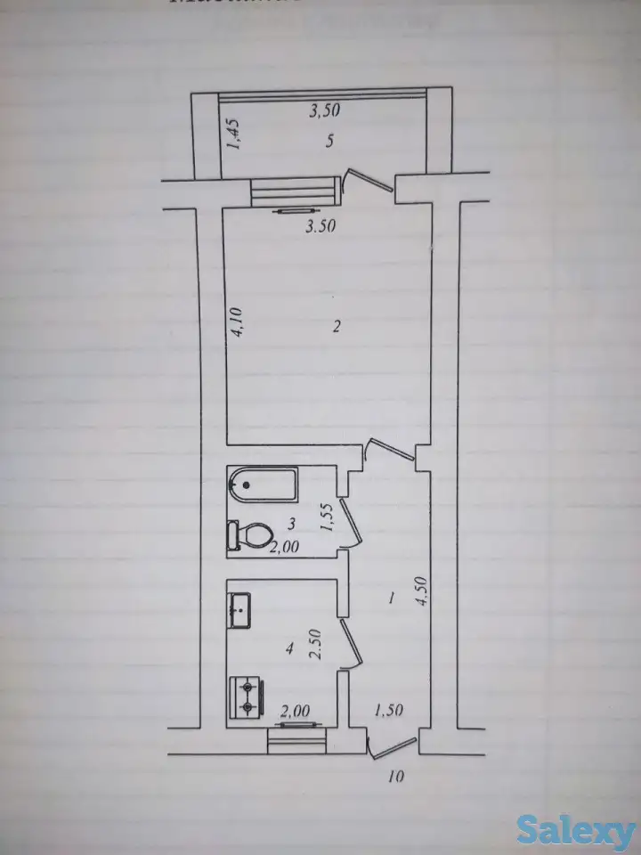 Однокомнатная кирпич 1 этаж 34 квм галерейка, Сергели-2, фотография 1