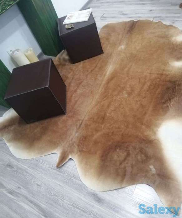 шкура ковер из коровы  кожаные пуфики, фотография 8