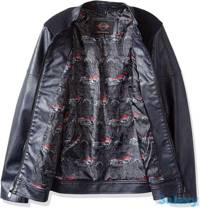 Мужская куртка темно-синего цвета. Сшита из качественной эко-кожа. Из США, фотография 3