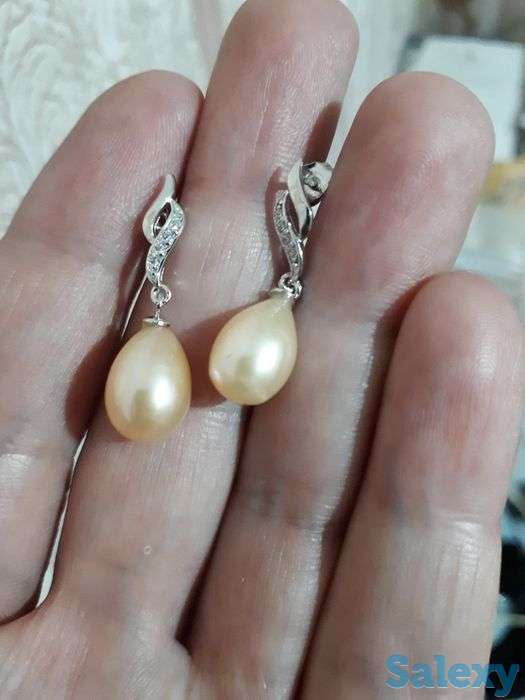 Жемчужные серьги из серебра 925 пробы!, фотография 2