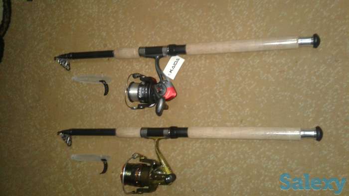 Карбоновые удилища с катушками и леской, фотография 1