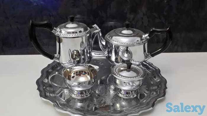 Мельхиоровый чайно-кофейный сервиз СССР., фотография 1