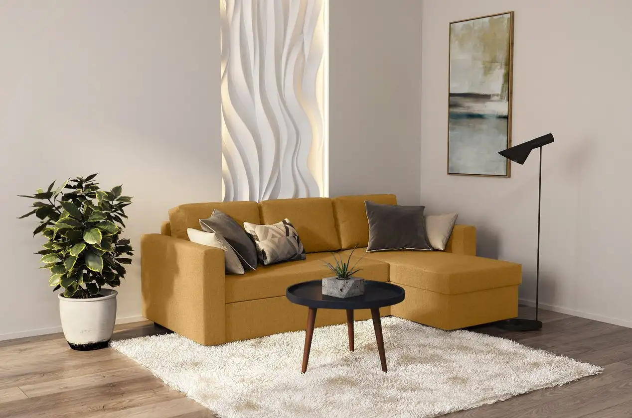 Диван Фишер угловой yellow для дома для офиса, фотография 1